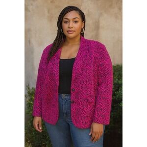 Torrid Hot Pink Rose Print Blazer Curvy Statement Jacket Size 4X Barbiecore Work